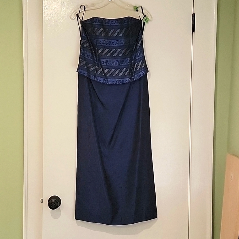 Dark blue and silver 2-piece ball gown